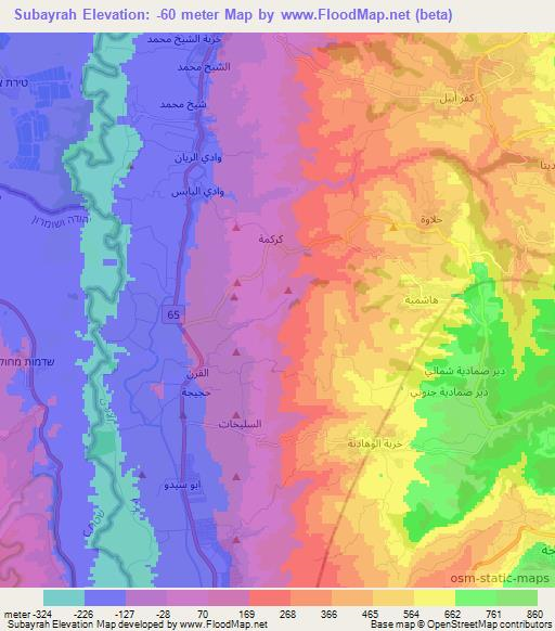 Subayrah,Jordan Elevation Map