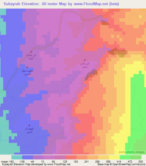 Subayrah,Jordan Elevation Map