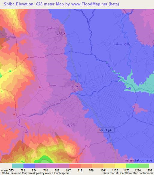 Sbiba,Tunisia Elevation Map