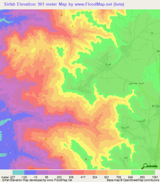 Sirfah,Jordan Elevation Map