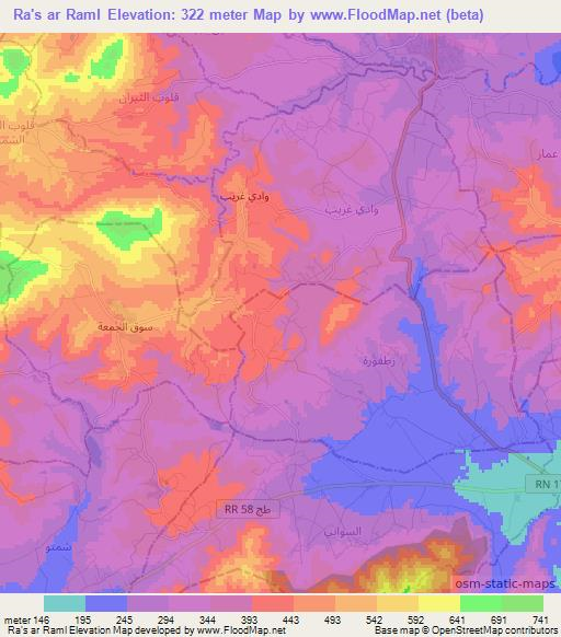 Ra's ar Raml,Tunisia Elevation Map