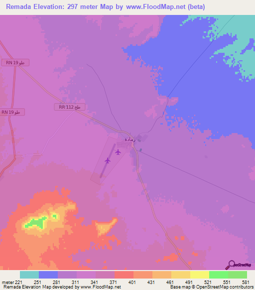Remada,Tunisia Elevation Map