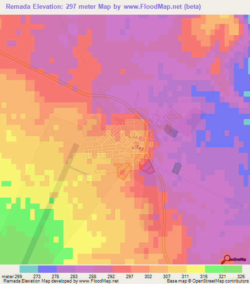 Remada,Tunisia Elevation Map