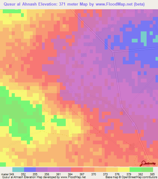 Qusur al Ahnash,Tunisia Elevation Map