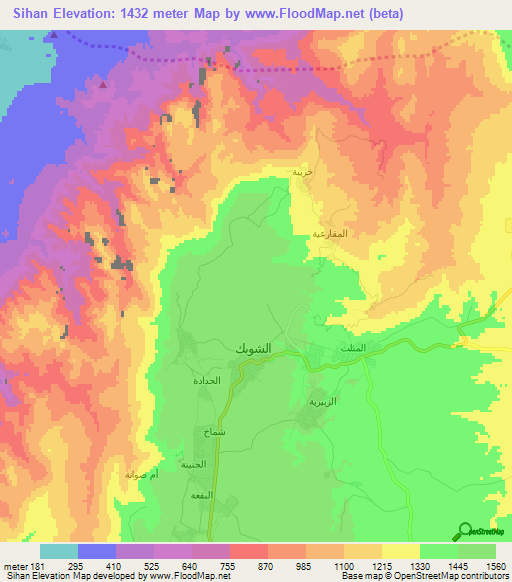 Sihan,Jordan Elevation Map