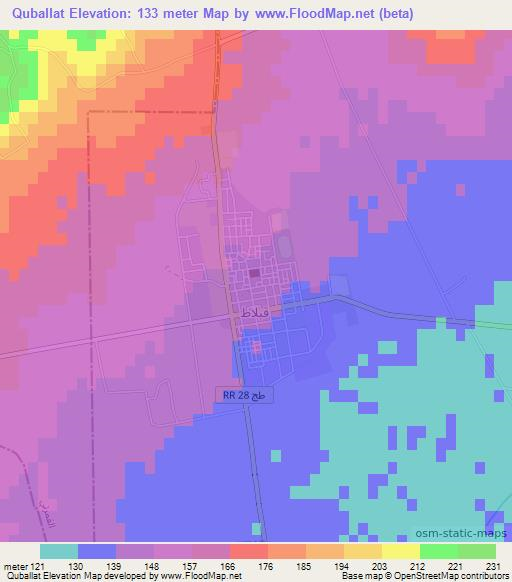 Quballat,Tunisia Elevation Map