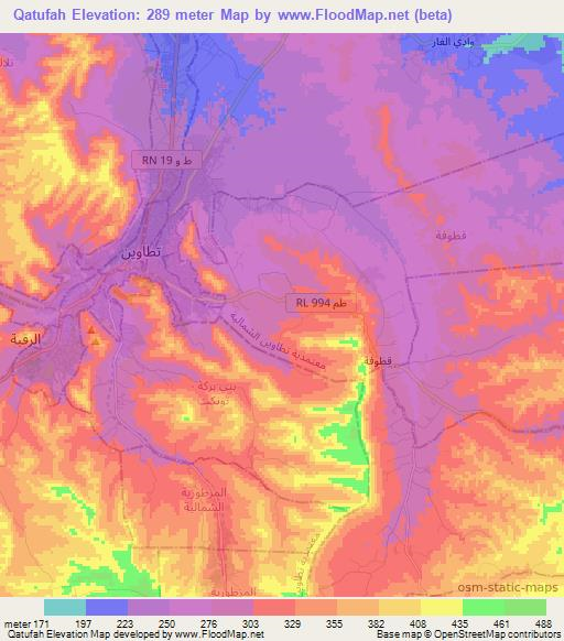 Qatufah,Tunisia Elevation Map
