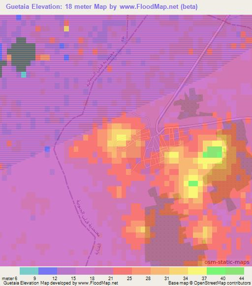 Guetaia,Tunisia Elevation Map
