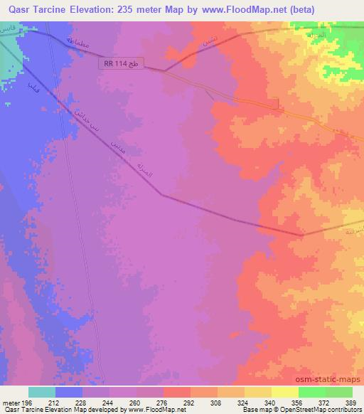 Qasr Tarcine,Tunisia Elevation Map