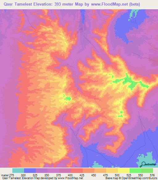 Qasr Tamelest,Tunisia Elevation Map