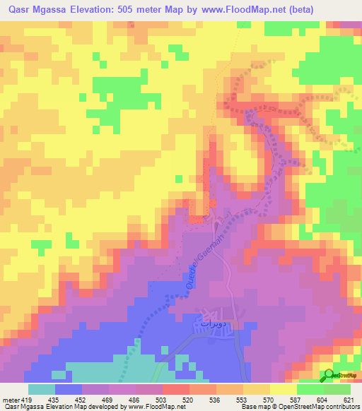 Qasr Mgassa,Tunisia Elevation Map