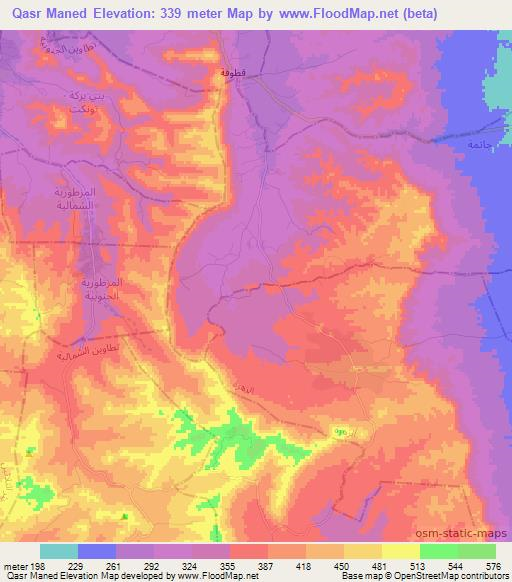 Qasr Maned,Tunisia Elevation Map