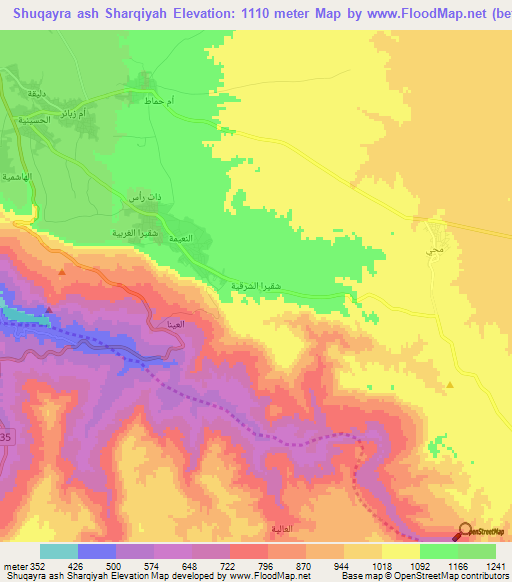 Shuqayra ash Sharqiyah,Jordan Elevation Map