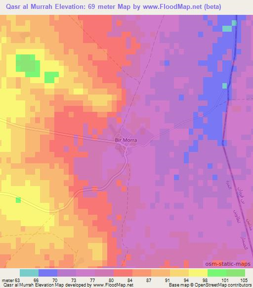 Qasr al Murrah,Tunisia Elevation Map