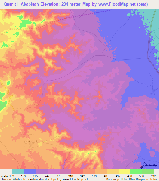 Qasr al `Ababisah,Tunisia Elevation Map