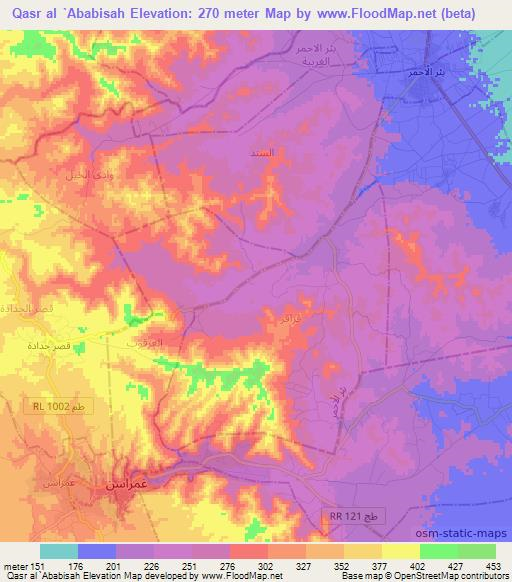 Qasr al `Ababisah,Tunisia Elevation Map