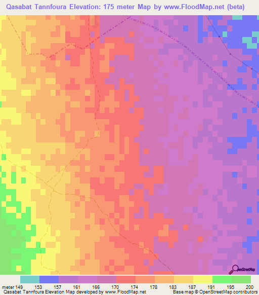 Qasabat Tannfoura,Tunisia Elevation Map
