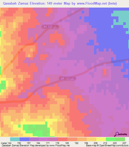 Qasabah Zamaz,Tunisia Elevation Map