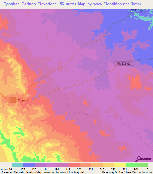 Qasabah Darinah,Tunisia Elevation Map