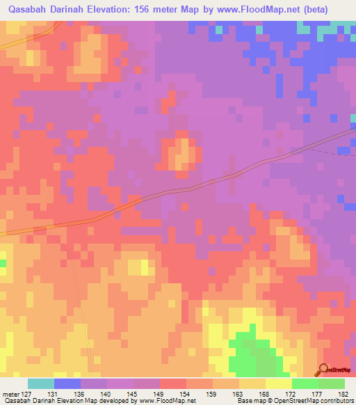 Qasabah Darinah,Tunisia Elevation Map