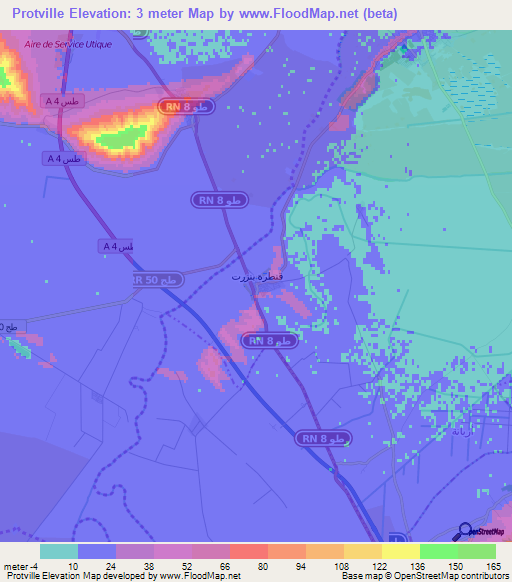 Protville,Tunisia Elevation Map