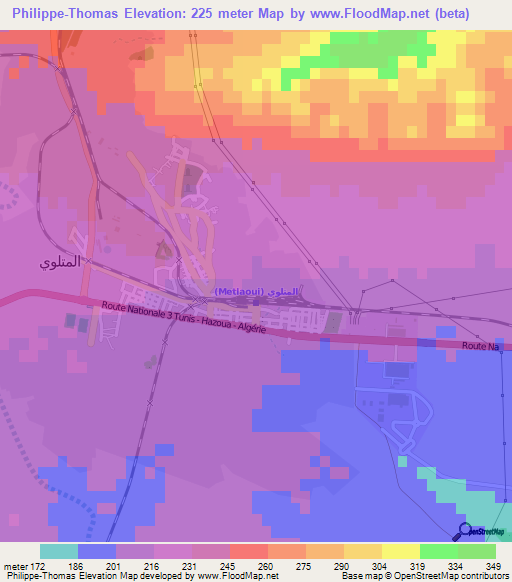 Philippe-Thomas,Tunisia Elevation Map
