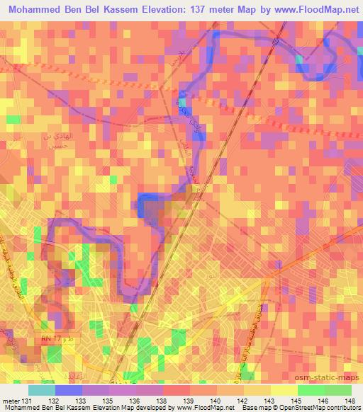 Mohammed Ben Bel Kassem,Tunisia Elevation Map
