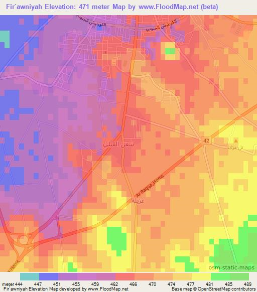 Fir`awniyah,Syria Elevation Map