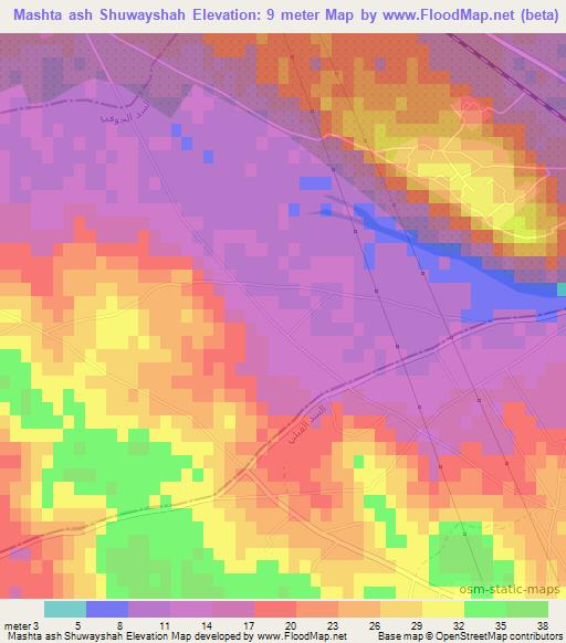 Mashta ash Shuwayshah,Tunisia Elevation Map