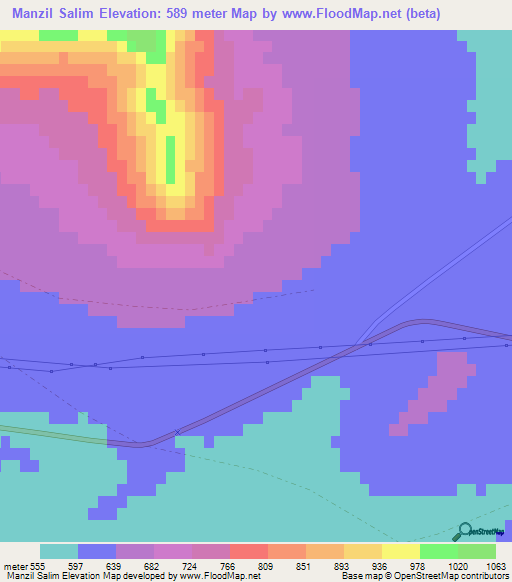 Manzil Salim,Tunisia Elevation Map