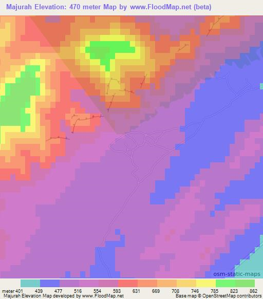 Majurah,Tunisia Elevation Map