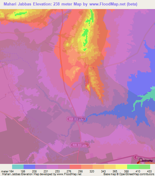 Mahari Jabbas,Tunisia Elevation Map