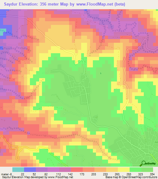 Saydur,Jordan Elevation Map