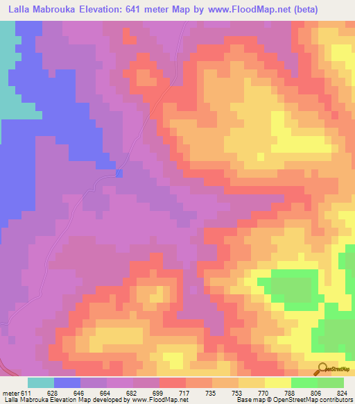 Lalla Mabrouka,Tunisia Elevation Map