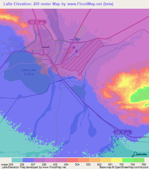 Lalla,Tunisia Elevation Map
