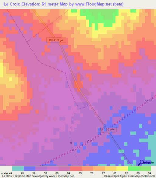 La Croix,Tunisia Elevation Map