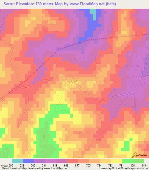Sarrut,Jordan Elevation Map