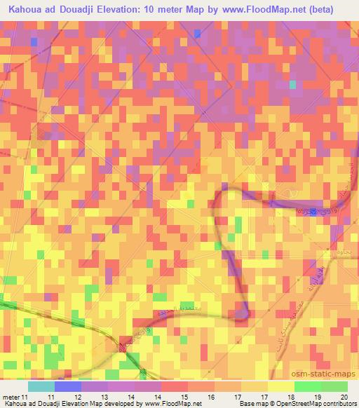 Kahoua ad Douadji,Tunisia Elevation Map