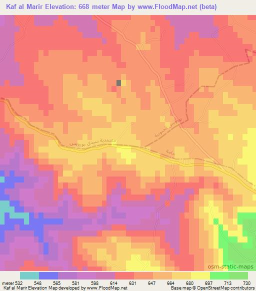 Kaf al Marir,Tunisia Elevation Map