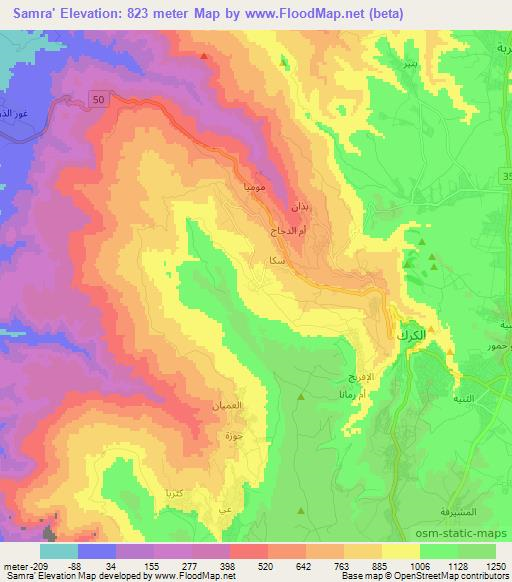 Samra',Jordan Elevation Map