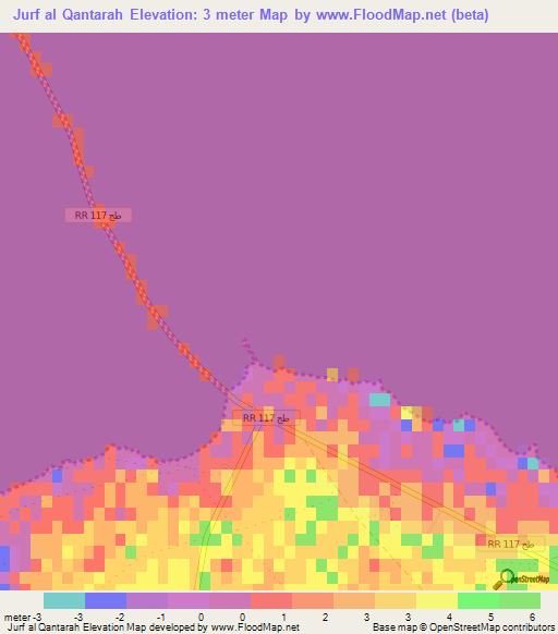 Jurf al Qantarah,Tunisia Elevation Map