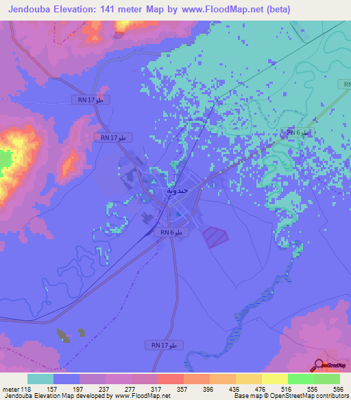 Jendouba,Tunisia Elevation Map