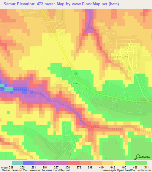 Samar,Jordan Elevation Map
