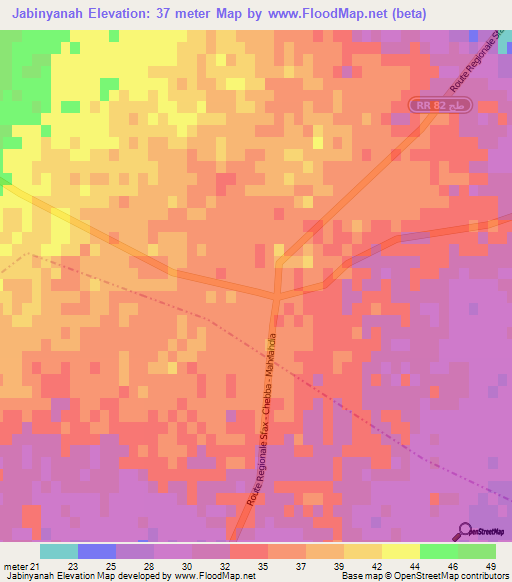 Jabinyanah,Tunisia Elevation Map