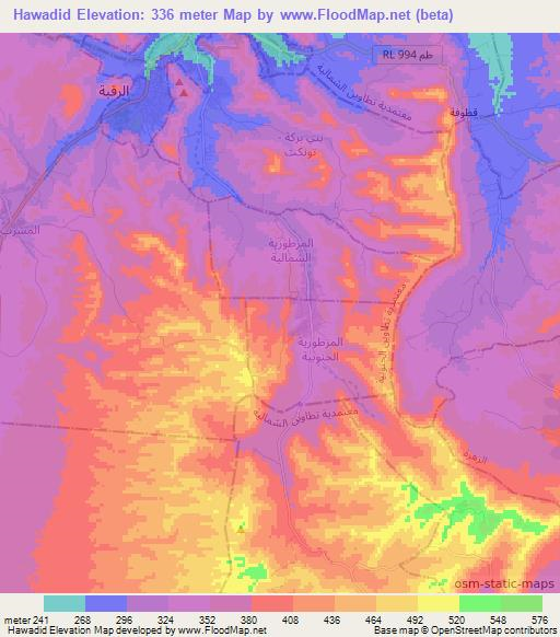 Hawadid,Tunisia Elevation Map