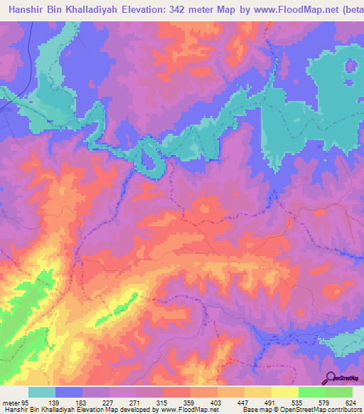 Hanshir Bin Khalladiyah,Tunisia Elevation Map