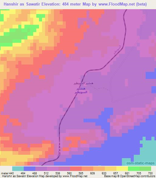 Hanshir as Sawatir,Tunisia Elevation Map