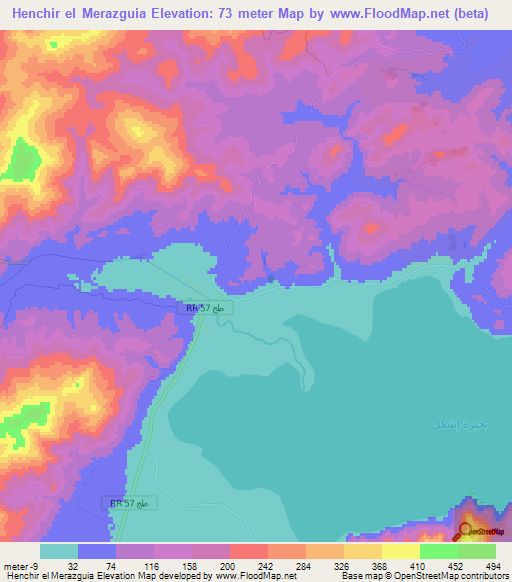 Henchir el Merazguia,Tunisia Elevation Map