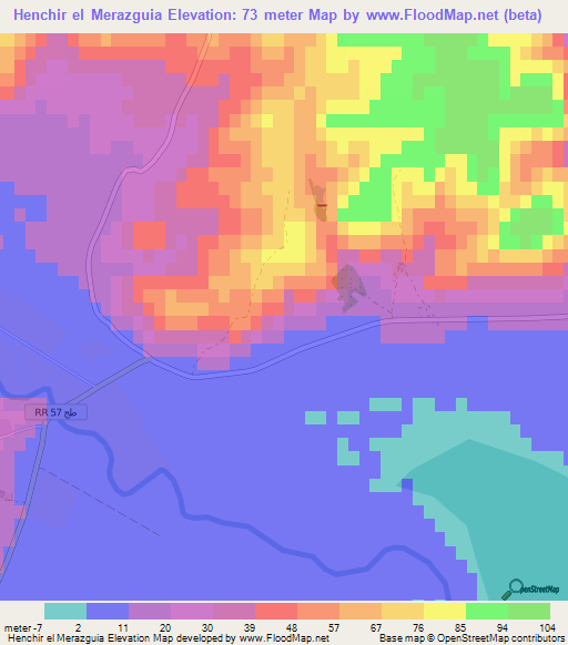 Henchir el Merazguia,Tunisia Elevation Map