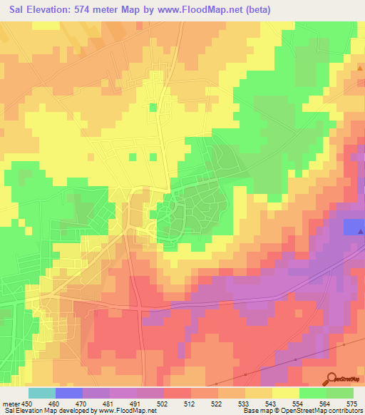 Sal,Jordan Elevation Map